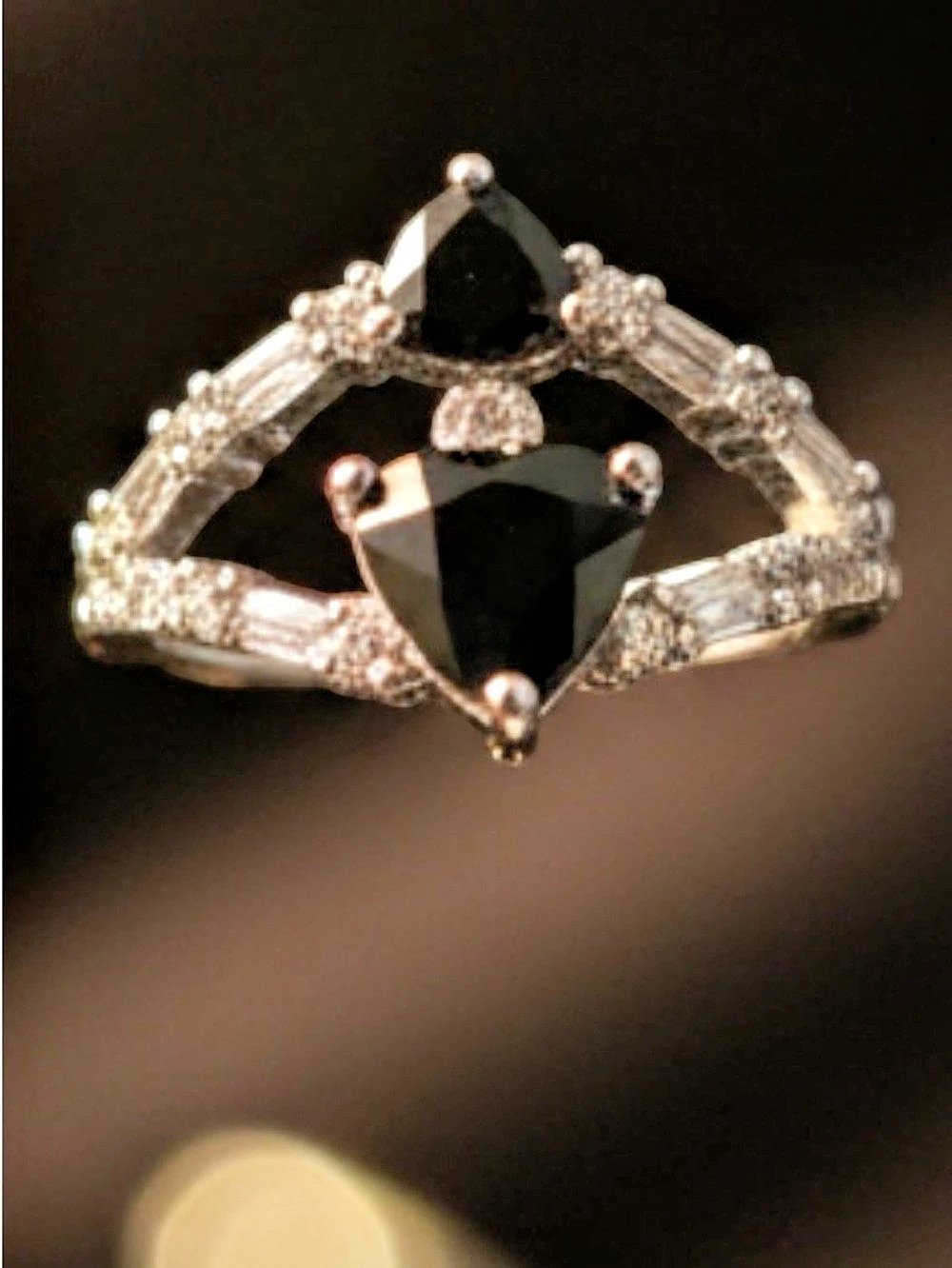 Black Onyx Cubic Zirconia with Rhodium Plating Stone Crystal size 7 - Picture 2 of 2
